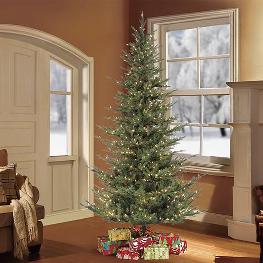 4.5ft. Pre-Lit Natural Fir Artificial Christmas Tree Insta-Shape®, Clear Lights
